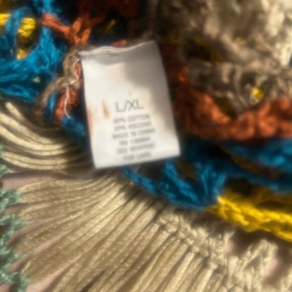 Sioni apparel multi-color 3/4 sleeves crochet sweater, size L/XL - Picture 4 of 4